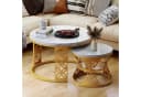 REDOM Couchtisch 2er Set Runder Beistelltisch MDF Marmoroptik Gold Weiß Bild 2