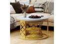 REDOM Couchtisch 2er Set Runder Beistelltisch MDF Marmoroptik Gold Weiß Bild 3