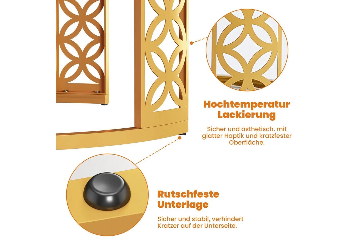REDOM Couchtisch 2er Set Runder Beistelltisch MDF Marmoroptik Gold Weiß - Bild 4
