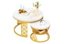 REDOM Couchtisch 2er Set Runder Beistelltisch MDF Marmoroptik Gold Weiß Bild 5