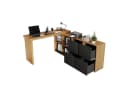 REDOM Eckschreibtisch L-Form Schwarz 360° drehbar mit Stauraum Bild 4