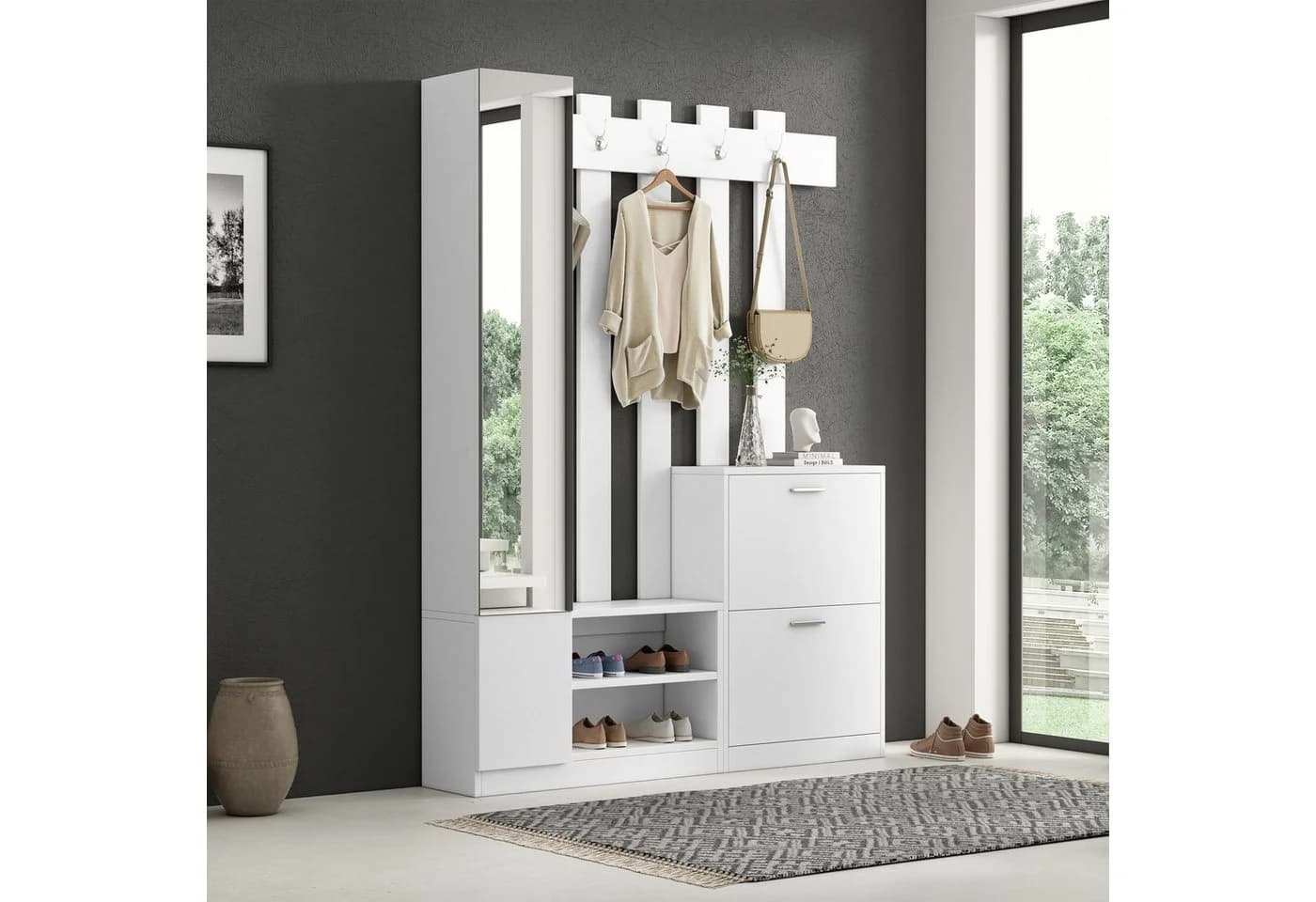 REDOM Garderoben-Set 45 kg Tragfähigkeit Multifunktional Weiß - Bild 2