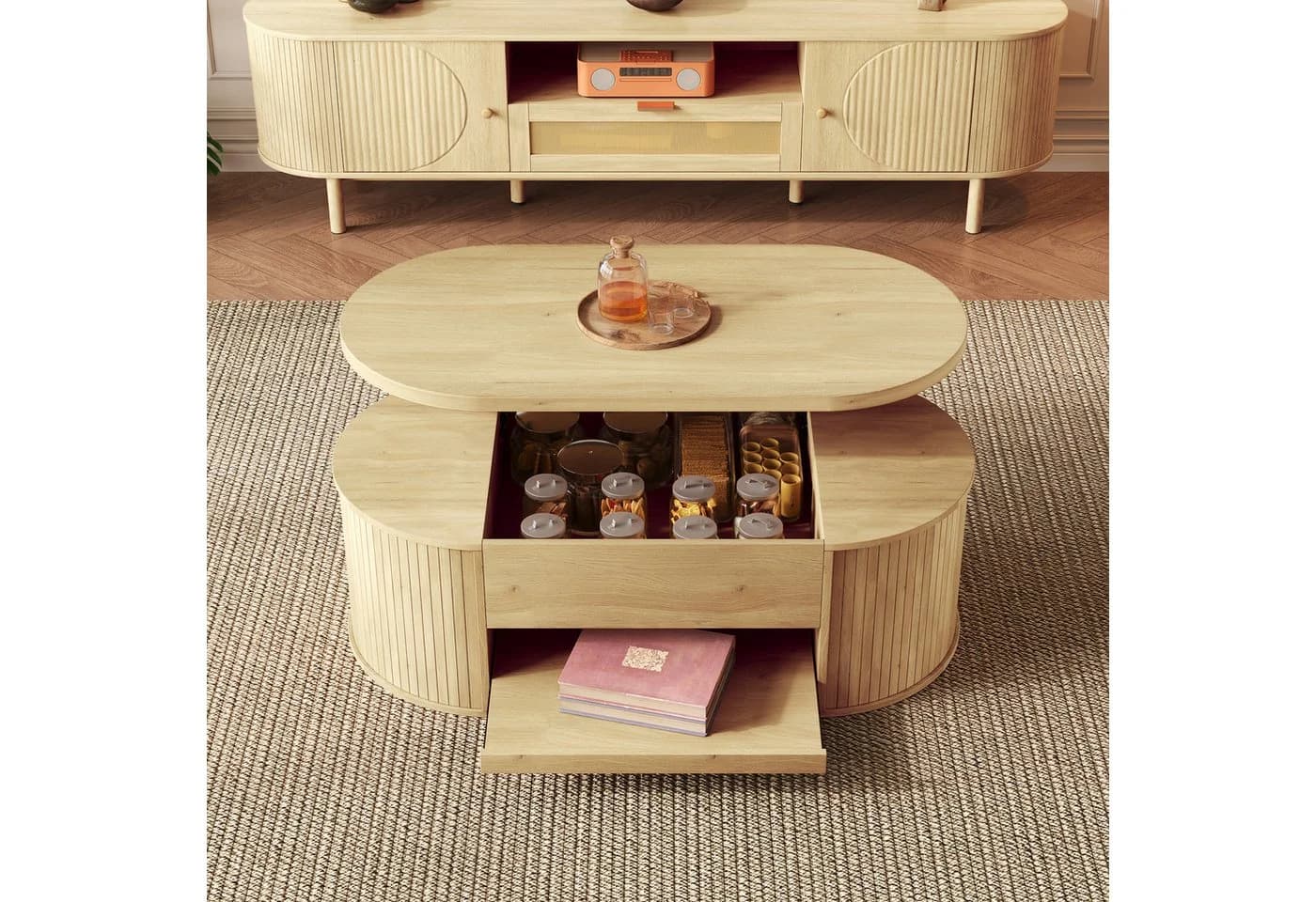 MODFU Couchtisch höhenverstellbar mit Holzoptik - Bild 2