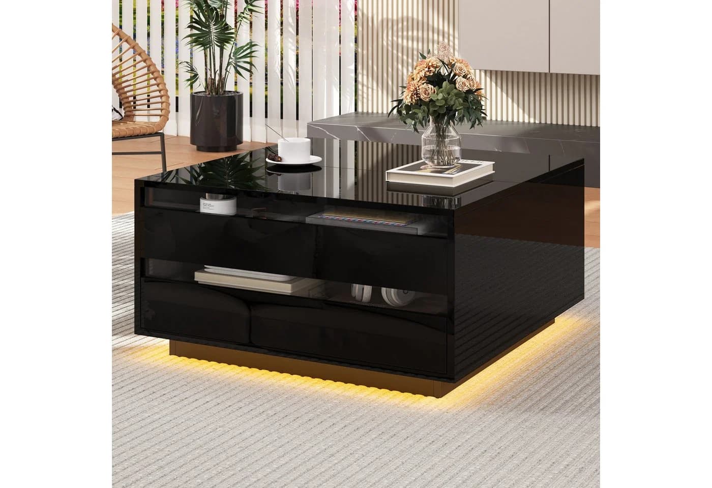 MODFU Höhenverstellbarer Couchtisch mit LED-Beleuchtung und Stauraum - Bild 4