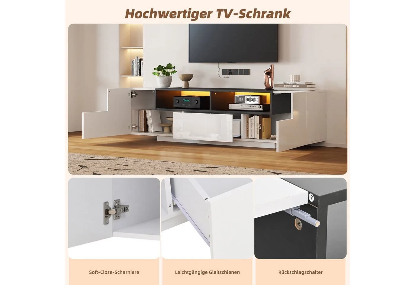 MODFU Lowboard mit Hochglanzoberfläche und LED-Beleuchtung - Bild 5