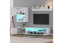 OKWISH Mediawand Set mit LED, TV-Board & Standregal Hochglanz Bild 1