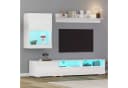 OKWISH Mediawand Set mit LED, TV-Board & Standregal Hochglanz Bild 2