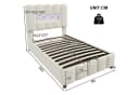 REDOM Polsterbett mit LED-Beleuchtung & Hydraulik-Stauraum, Verstellbares Kopfteil, Samt, 90x200cm Bild 5