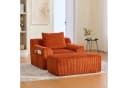 OKWISH Loungesessel Orange Kordsamt mit Fußpedal & Stauraum Bild 2