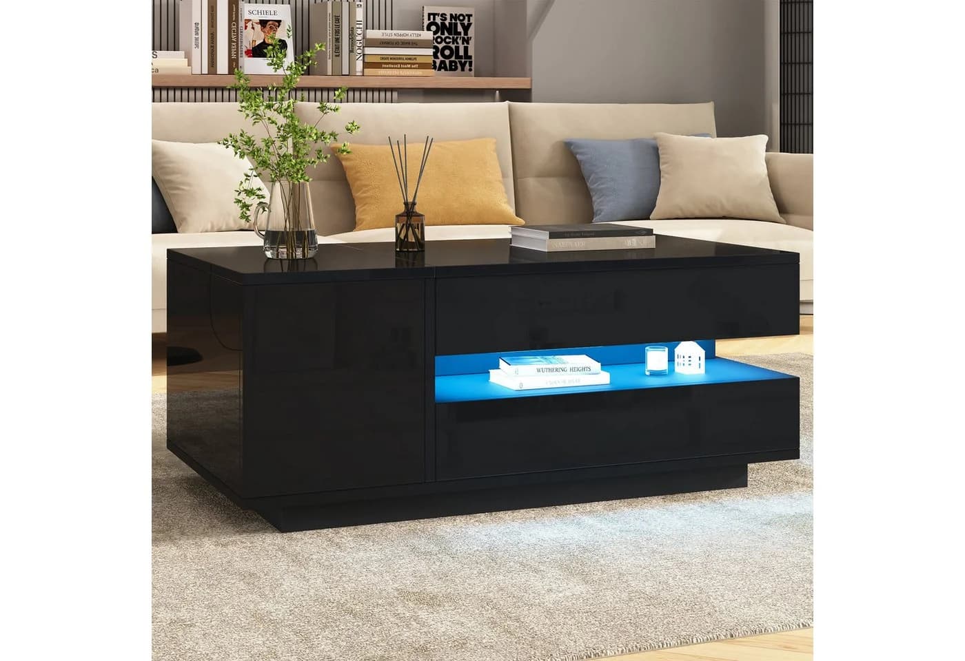 REDOM Hebetisch Schwarz mit LED-Beleuchtung und Hubfunktion - Bild 2