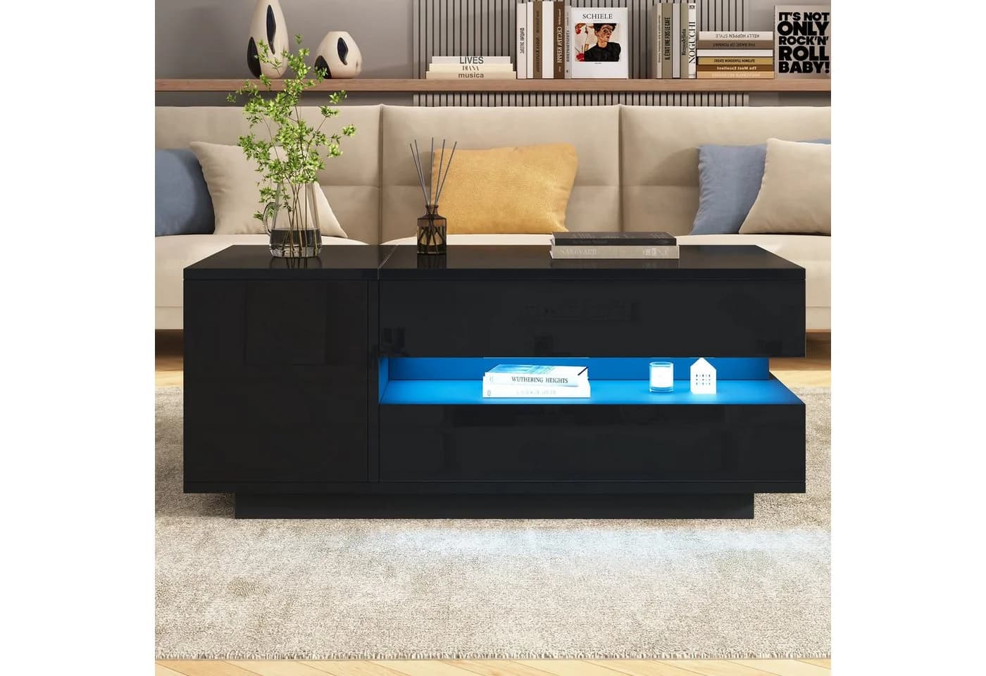 REDOM Hebetisch Schwarz mit LED-Beleuchtung und Hubfunktion - Bild 5