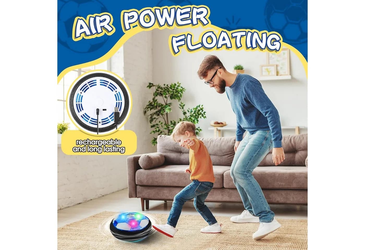 POPOLIC Wiederaufladbarer LED Air Power Fußball Indoor Spielzeug Bunt - Bild 3