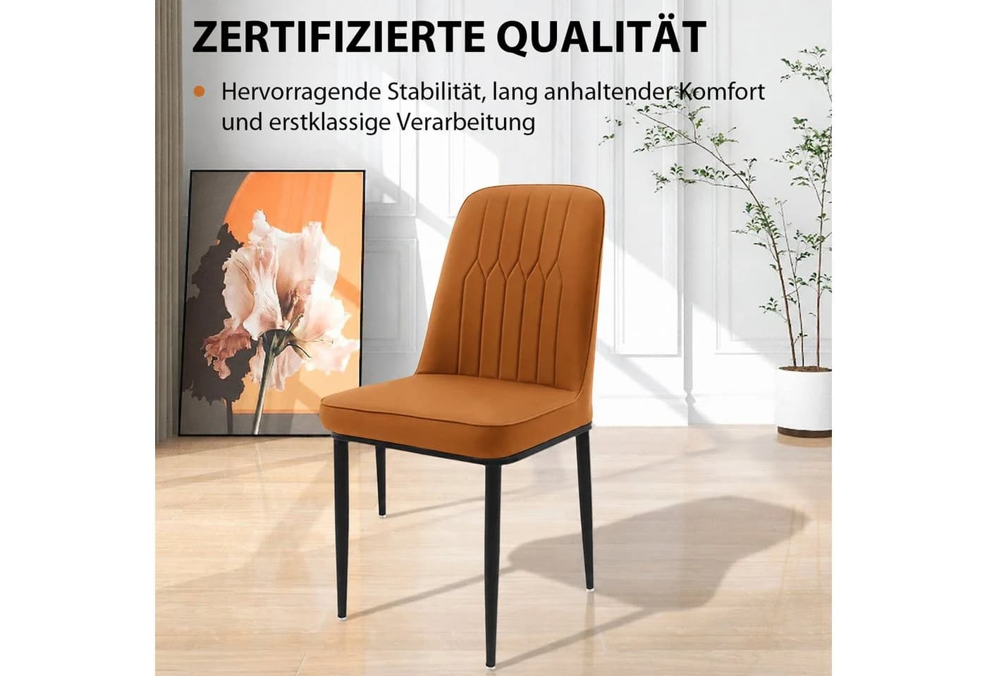 Durrafy Esszimmerstuhl Set Braun Metallbeine Gepolstert