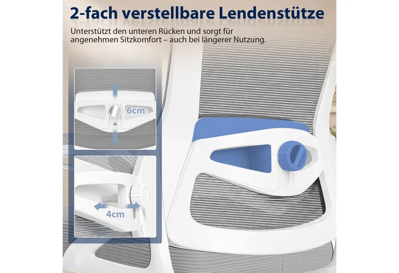 Hoolamyie Bürostuhl mit Lendenstütze und klappbaren Armlehnen Grau - Bild 4
