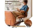 Hoolamyie Bürostuhl mit Lendenstütze & PU-Leder, höhenverstellbar, braun Bild 5
