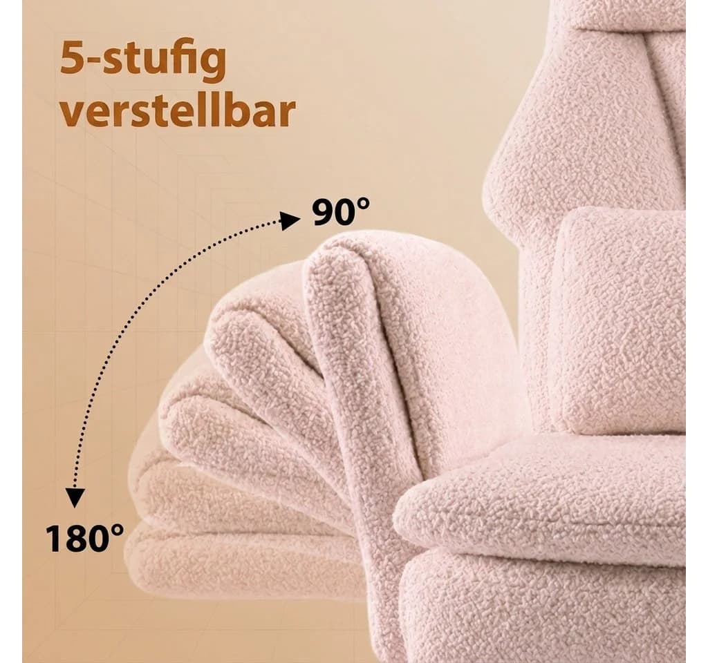 Hoolamyie Drehstuhl Rosa Teddy-Stoff mit Fußstütze - Bild 4
