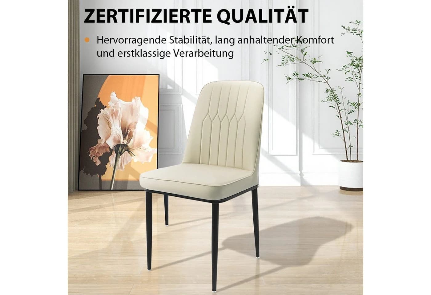 Hoolamyie Esszimmerstuhl Set Beige Metall gepolstert