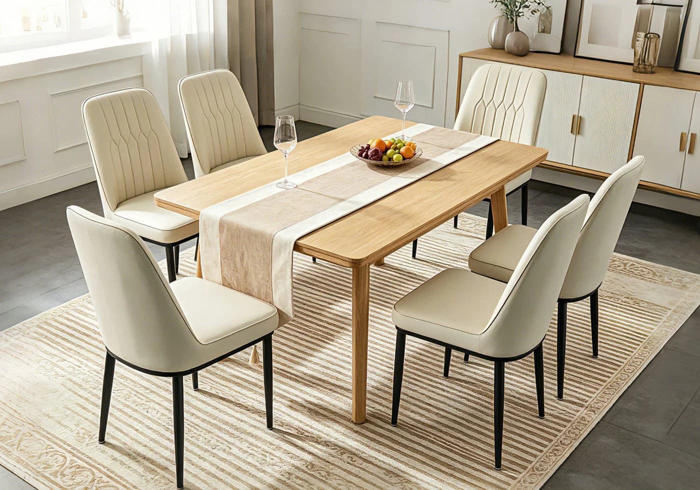 Hoolamyie Esszimmerstuhl Set Beige Metall gepolstert - Bild 2