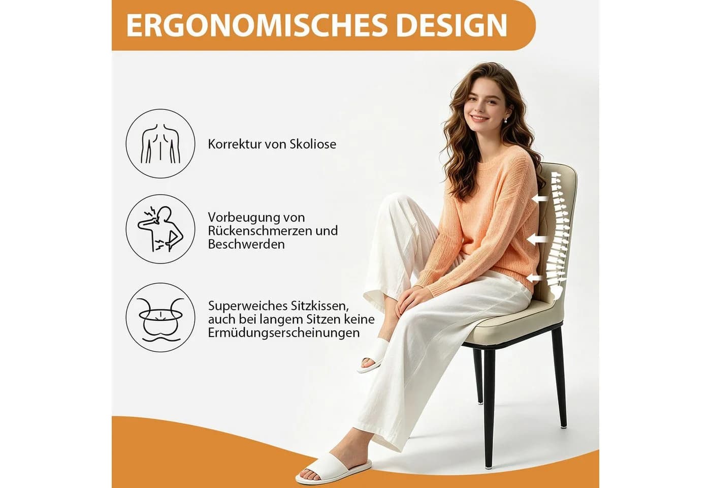 Hoolamyie Esszimmerstuhl Set Beige Metall gepolstert - Bild 4
