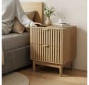 BBWL Nachttisch 2 Schubladen Eichenoptik Lattenrost Design Mid-Century Modern Bild 4