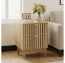 BBWL Nachttisch 2 Schubladen Eichenoptik Lattenrost Design Mid-Century Modern Bild 5