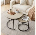 BBWL Couchtisch Set 2er Rund Eichenfurnier Metallgestell Verschachtelbar Bild 2