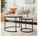 BBWL Couchtisch Set 2er Rund Eichenfurnier Metallgestell Verschachtelbar Bild 4