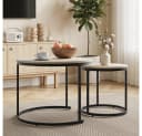 BBWL Couchtisch Set 2er Rund Eichenfurnier Metallgestell Verschachtelbar Bild 5
