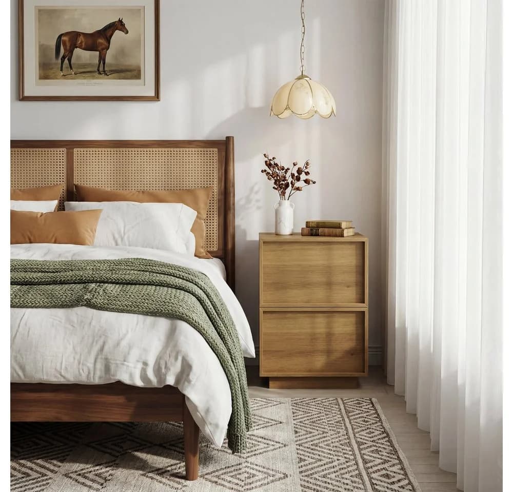 BBWL Nachttisch 2 Schubladen Modern Grifflos Eiche MDF - Bild 5