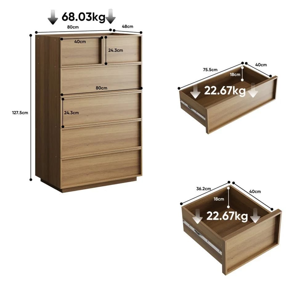 BBWL Kommode 6 Schubladen Eiche Modern Grifflos - Bild 3
