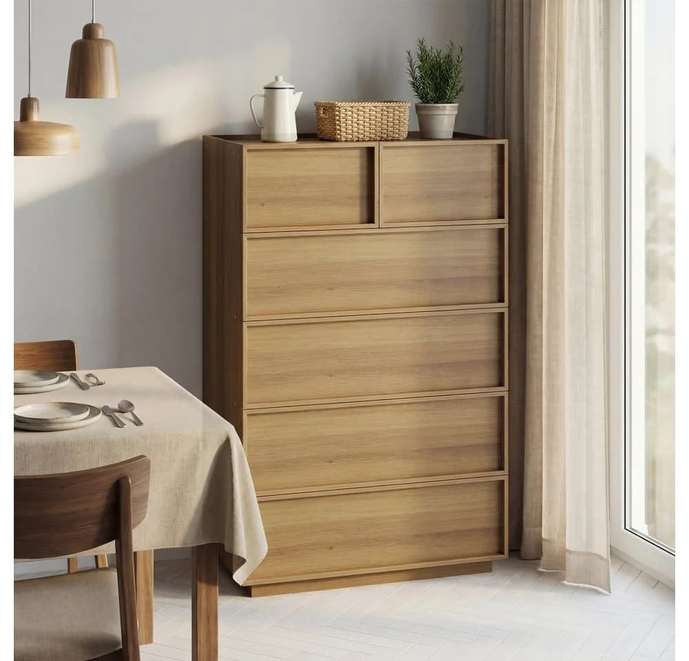 BBWL Kommode 6 Schubladen Eiche Modern Grifflos - Bild 4