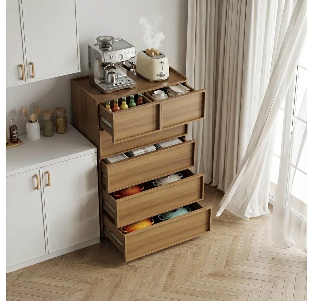 BBWL Kommode 6 Schubladen Eiche Modern Grifflos - Bild 5