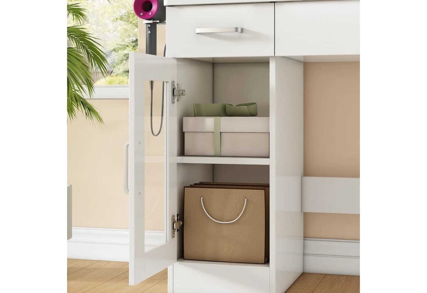 BBWL Schminktisch mit LED Spiegel, Hocker und USB Beleuchtung - Bild 4