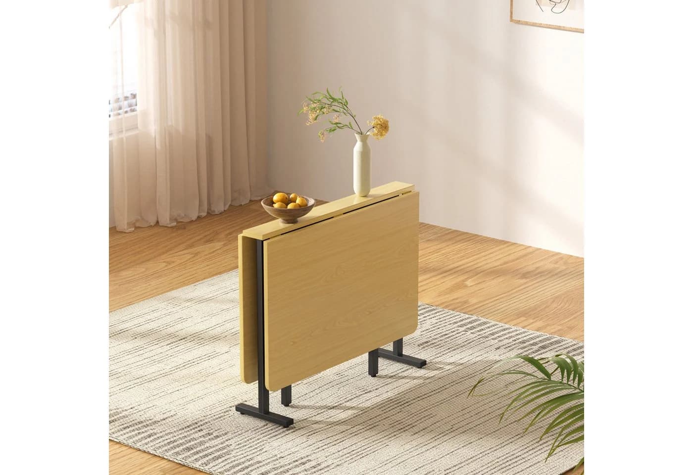 BBWL Klapptisch Beige ausziehbar & faltbar mit Rollen - Bild 5