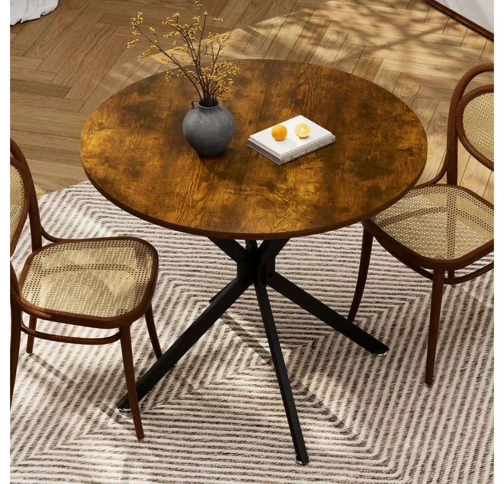 BBWL Runder Esstisch 90 cm Rustic-Braun/Schwarz Metallbeine - Bild 3