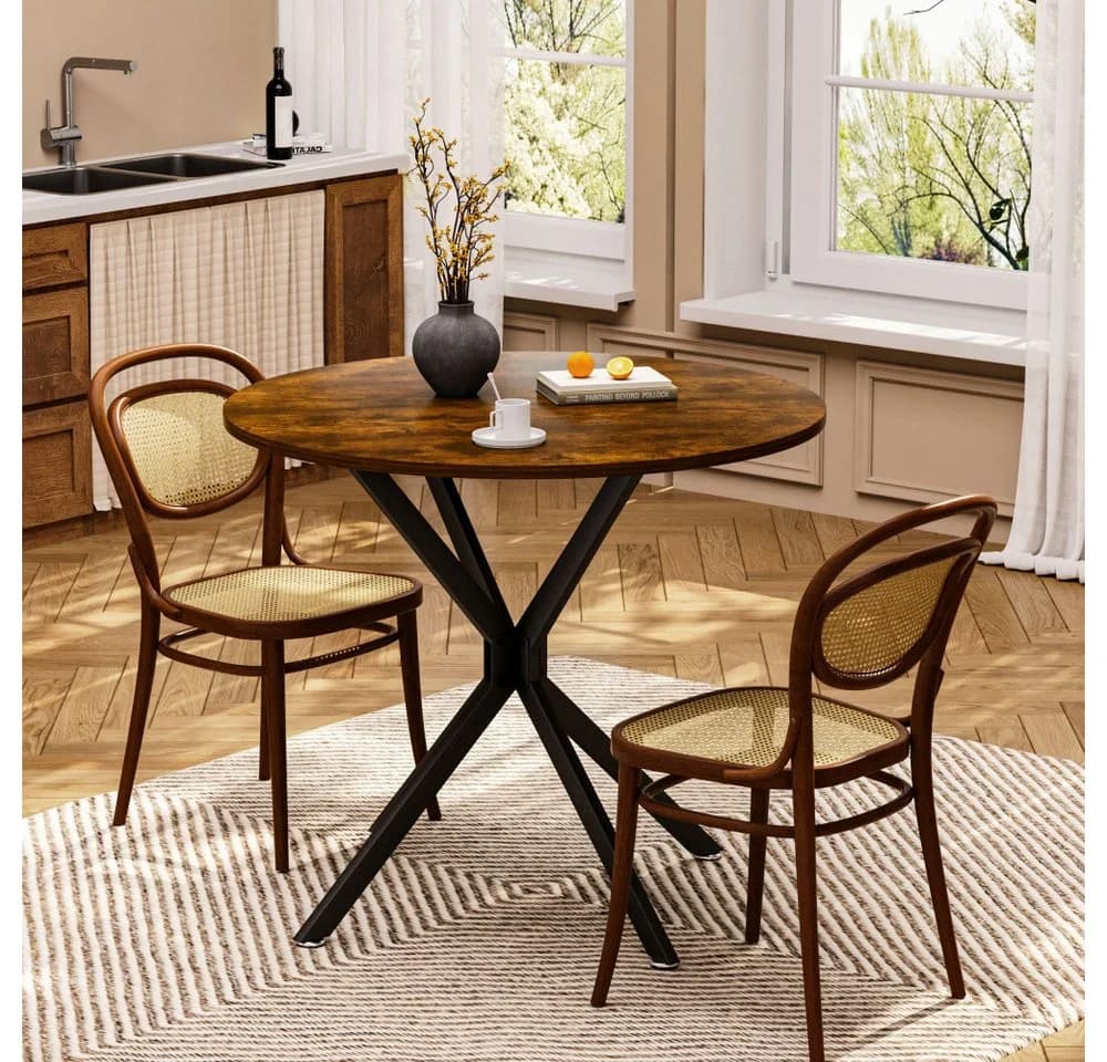 BBWL Runder Esstisch 90 cm Rustic-Braun/Schwarz Metallbeine - Bild 4