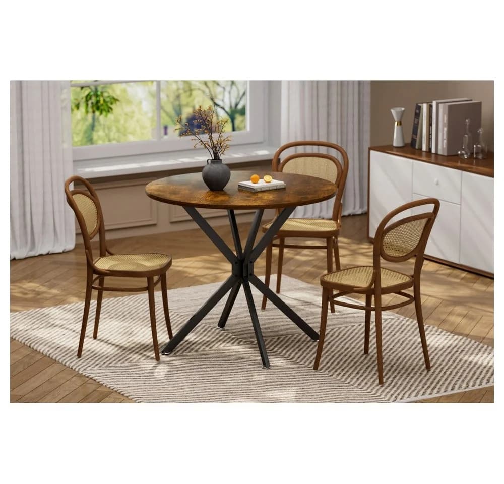 BBWL Runder Esstisch 90 cm Rustic-Braun/Schwarz Metallbeine - Bild 5