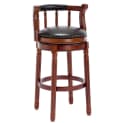 BBWL Barhocker Echtleder drehbar Holz mit Rückenlehne 360° Schwarz Bild 2