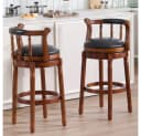 BBWL Barhocker Echtleder drehbar Holz mit Rückenlehne 360° Schwarz Bild 5