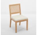 BBWL Esszimmerstuhl 2er Set Beige Rattan Leinen Polsterstuhl Massivholz Bild 4