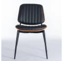 BBWL Esszimmerstuhl Set 2 Mid Century Schwarz Kunstleder Gummibaumholz Bild 1
