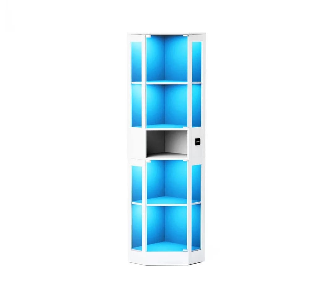 BBG Glasvitrine 5-stöckig mit LED & Bewegungssensor Weiß/Schwarz