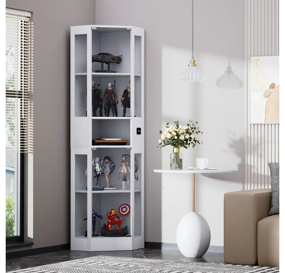 BBG Glasvitrine 5-stöckig mit LED & Bewegungssensor Weiß/Schwarz - Bild 5