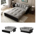 BBG Schlafsofa 3-in-1 Grau Velours mit Bettfunktion Bild 2