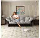 BBG Schlafsofa 3-in-1 Grau Velours mit Bettfunktion Bild 3