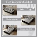 BBG Schlafsofa 3-in-1 Grau Velours mit Bettfunktion Bild 5