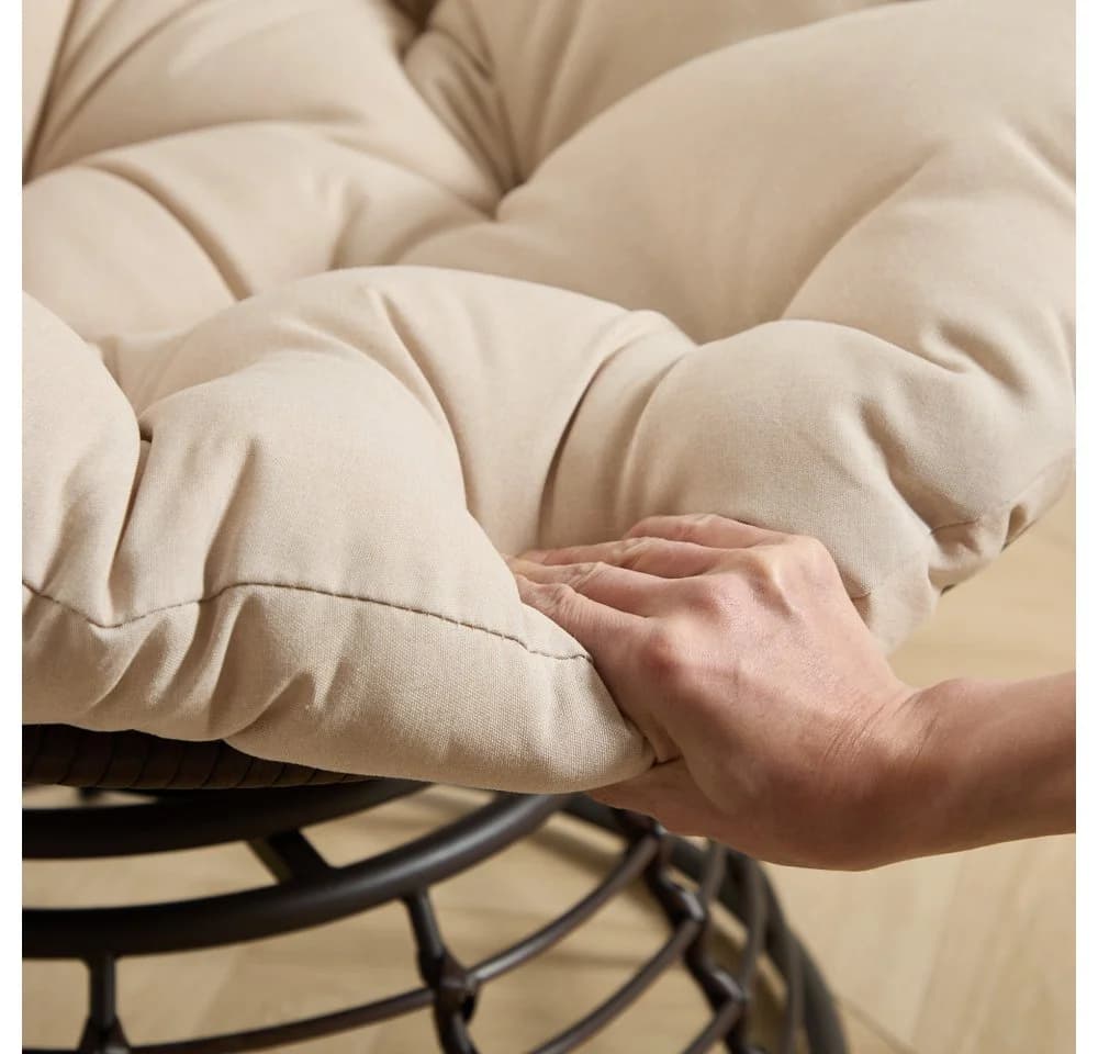 BBG Papasan Sessel mit 360° Drehfunktion & dickem Kissen Beige - Bild 5