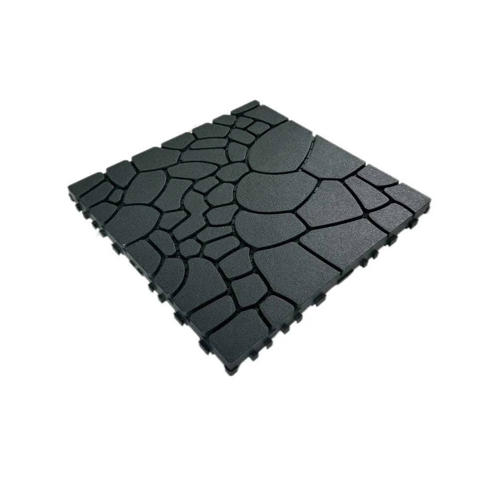 BBG Terrassenfliesen 44er Set Grau Steinoptik Kunststoff Klicksystem