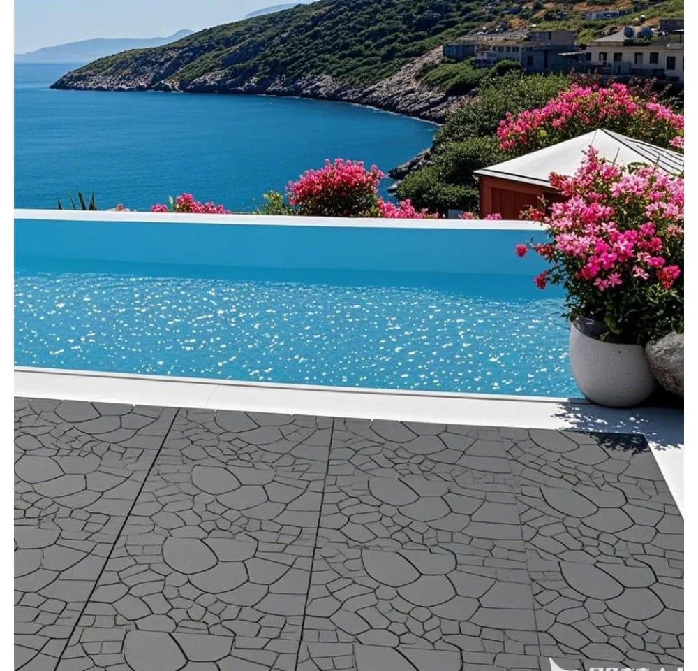 BBG Terrassenfliesen 44er Set Grau Steinoptik Kunststoff Klicksystem - Bild 4
