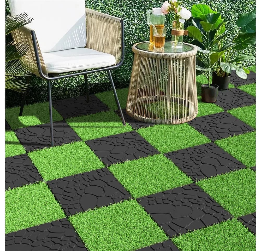 BBG Terrassenfliesen 44er Set Grau Steinoptik Kunststoff Klicksystem - Bild 5